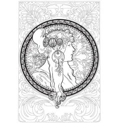 Alphonse Mucha Tegne & Male^Coloring Book