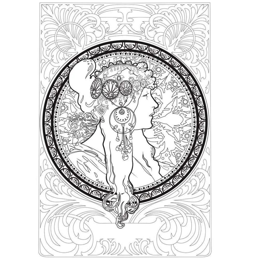 Alphonse Mucha Tegne & Male^Coloring Book
