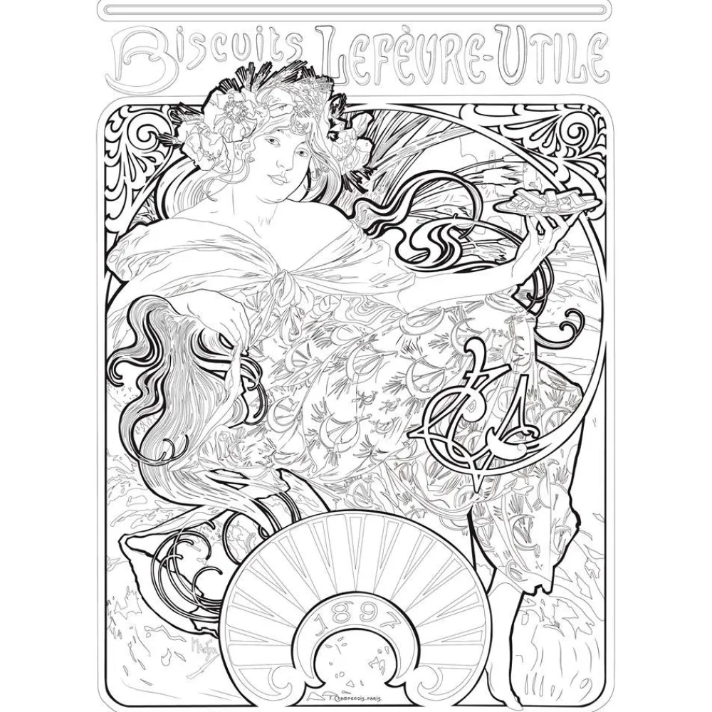 Alphonse Mucha Tegne & Male^Coloring Book