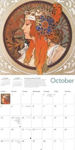 Flame Tree Studio Kalendere^Alphonse Mucha Wall Calendar 2025 (Art Calendar)
