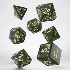 Q-Workshop Arcadia Poly Glitter Green /Gold (7) Terningsett, Pathfinder* Sett