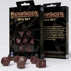 Q-Workshop Sett^Avistan Poly Glitter Red /Gold (7) Terningsett, Pathfinder