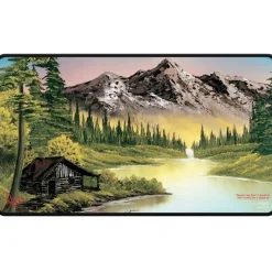 Play Mat Og Mat Case^Bob Ross Mountain Retreat Black Stitched Playmat