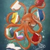 Book Lover Octopus Kort A6* Kort, Bursdag & Anledning