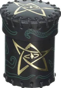 Q-Workshop Call of Cthulhu Black & Green Golden Leather Dice Cup Terningbeger* Poser & Beger|Tilbehør