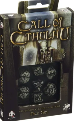 Q-Workshop Tilbehør^Call of Cthulhu Glow in the Dark 7 Dice Set Terningsett, Call of Cthulhu RPG