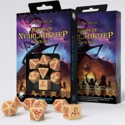 Q-Workshop Tilbehør^Call of Cthulhu Masks of Nyarlathotep Poly Beige /Red (7) Terningsett, Call of Cthulhu RPG