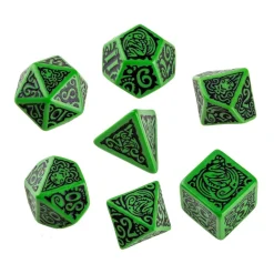 Q-Workshop Call of Cthulhu Outer Gods Cthulhu Poly Green /Black (7) Terningsett, Call of Cthulhu RPG* Tilbehør