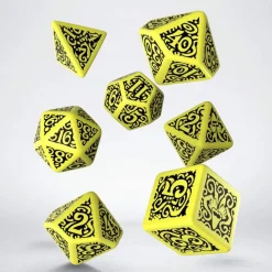Q-Workshop Call of Cthulhu Outer Gods Hastur Poly Yellow /Black (7) Terningsett, Call of Cthulhu RPG* Tilbehør