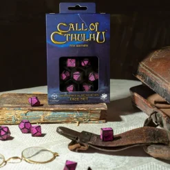Q-Workshop Call of Cthulhu 7th Edition Poly Black /Magenta (7) Terningsett, Call of Cthulhu RPG* Tilbehør