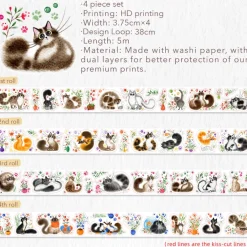 Tilbehør^Cat Mood Washi Tape Sticker Set
