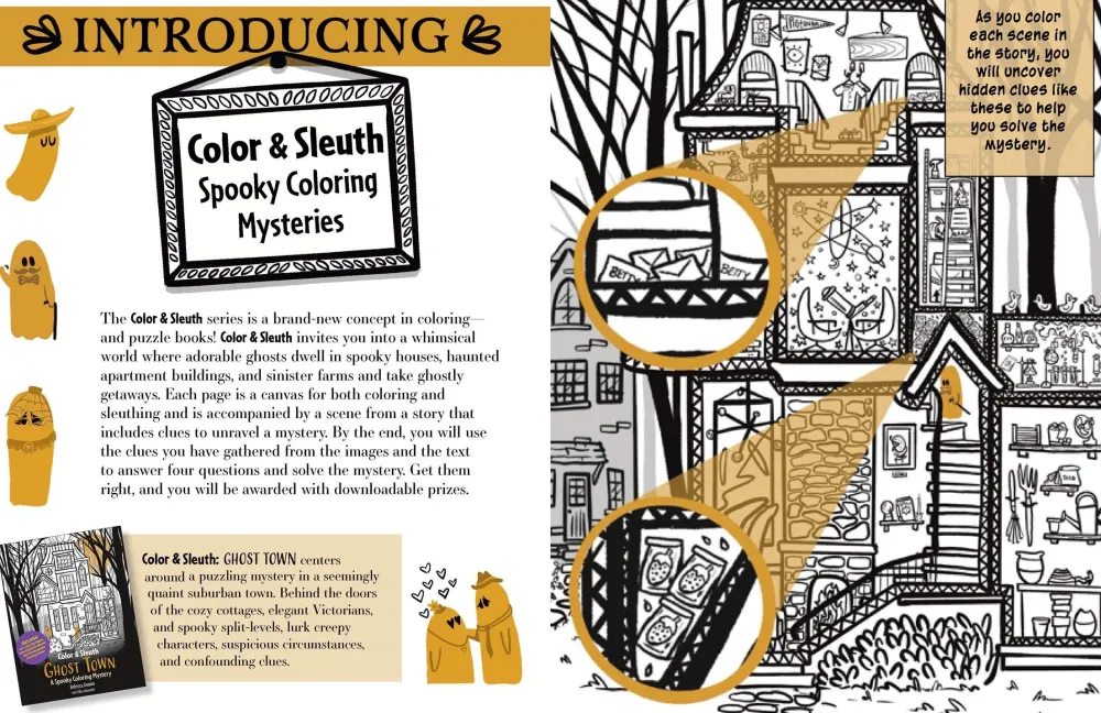 Ellie Alexander Color & Sleuth: Ghost Town: A Spooky Coloring Mystery - Includes 40+ Coloring Pages, Clue Notebook Sheets, and Downloadable Coloring Poster* Tegne & Male