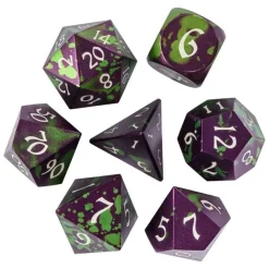 Udixi Dice Sett^Colorful Metal Poly Anodized Aluminum Purple, Green /White (7) Terningsett