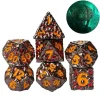 Udixi Dice Sett^Colorful Metal Poly Intellect Devourer Black, Red /Orange (7) Terningsett