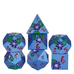 Udixi Dice Sett^Colorful Metal Lotus Blue /Red (7)