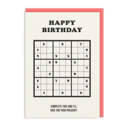 Complete This Sudoku Birthday Card* Kort, Bursdag & Anledning