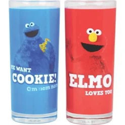 Cookie Monster & Elmo Glasses Set of 2* Glass