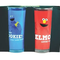 Cookie Monster & Elmo Glasses Set of 2* Glass