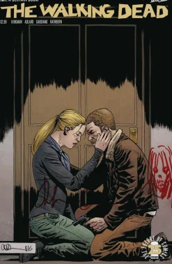 Df Walking Dead #167 Blood Red Gaudianozombie Head Sket Skrekk & Grøss^Df Walking Dead #167 Blood Red Gaudiano Signed Zombie Head Sket