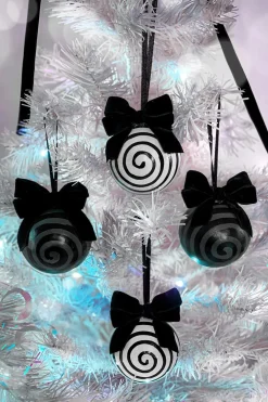 Haunted Homeware Downward Spiral Black Ornaments Set of 4* Julekuler|Julepynt