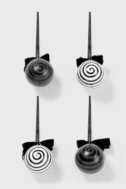 Haunted Homeware Downward Spiral Black Ornaments Set of 4* Julekuler|Julepynt