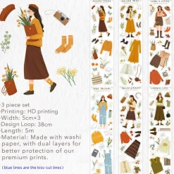 Tilbehør^Fall Breeze Wide Washi Tape Sticker Set