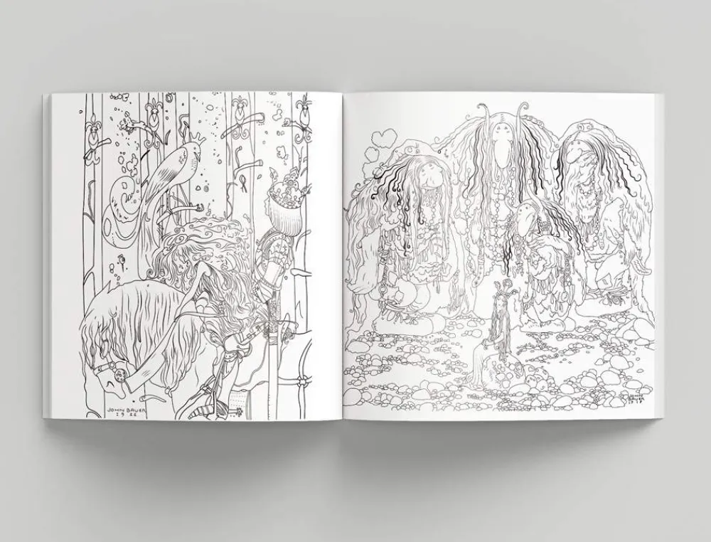 John Bauer Fantasy Forest Coloring Book: 's World of Fairies and Trolls* Tegne & Male