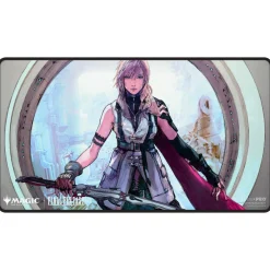Final Fantasy Magic the Gathering Play Mat Og Mat Case^Final Fantasy Lightning, Army of One Black Stitched Play Mat