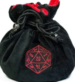 Udixi Dice Flannel Black Drawstring Dice Bag Terningpose* Poser & Beger