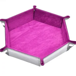 Udixi Dice Brett^Foldable Leather Hexagon Rose Red Dice Tray