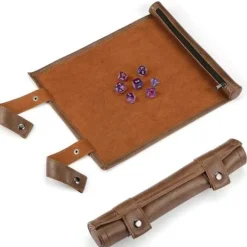BesCon Industrial Co. Brett^Foldable Leather Scroll Brown Dice Tray