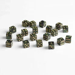 Q-Workshop Sett^Full Pack of D6s Bottle Green /Gold (20)