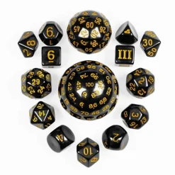Udixi Dice Funky Dice Black /Gold (15)* Sett