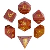Udixi Dice Gemstone Poly Brazilian Red Striped Stone /Gold (7)* Sett