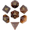 Udixi Dice Gemstone Poly Cat's Eye Brown /Gold (7)* Sett