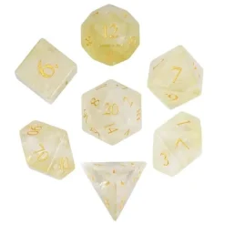 Udixi Dice Gemstone Poly Lemon Quartz /Gold (7)* Sett