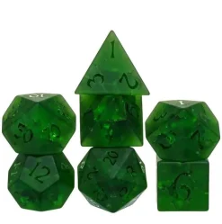 Udixi Dice Glass Burst Lightning Poly Green /Green (7) Terningsett* Sett