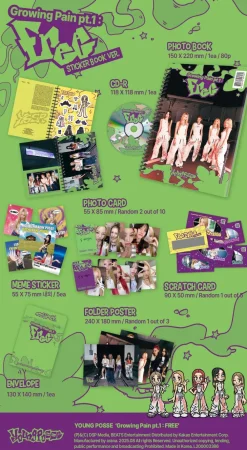 YOUNG POSSE Musikk|K-Pop & Musikk^GROWING PAIN PT.1 : FREE (STICKER BOOK VER.)