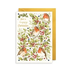 Happy Xmas Robins Card* Kort, Bursdag & Anledning