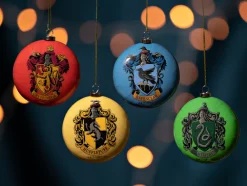 Harry Potter-jul Julekuler|Julepynt^Hogwarts Houses Flat Baubles Set of 4