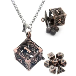 BesCon Industrial Co. Hollow D6 Necklace with tiny Metal Poly Ancient Copper Dice Set (7)* Tilbehør