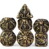 Udixi Dice Hollow Metal Poly Human Bone Gold (7) Terningsett* Sett