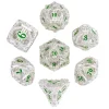 Udixi Dice Hollow Rainbow Metal Poly Music Silver /Green (7)* Sett