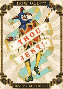 Kort, Bursdag & Anledning^HUZZAH Thou Jest Card