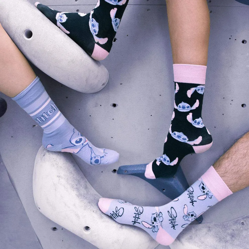 Lilo og Stitch Sokker & Fottøy^Light Blue Stiped Stitch Socks (36-43)