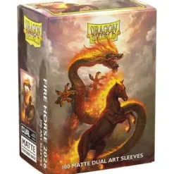 Matte Dual Art Fire Horse 2026 Standard Size Dragon Shield Sleeves (100)* Kortlommer