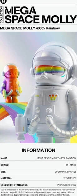 Pop Mart Mega Space Molly 400% Rainbow Figure 30 cm* Samleobjekter