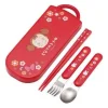 Servisesett^Mei Red Chopsticks, Spoon and Fork Set