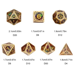 Udixi Dice Metal & Resin Poly Victorious Vines Red, Blue /Gold (7)* Sett