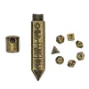 Udixi Dice Tilbehør^Metal Keychain Bullet with tiny Metal Poly Dice Set Bronze (7)